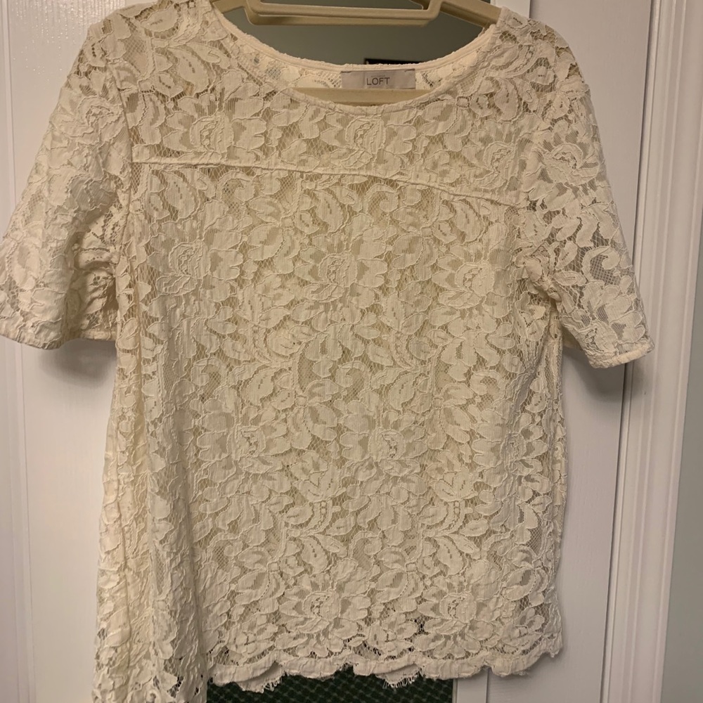 Women’s LOFT Lace TSHIRT Blouse Medium